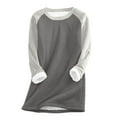 thumbnail image 1 of Lmnyox Fleece Lined Long Pullover for Women Casual Loose Color Block Long Sleeve Crew Neck Thermal Sweatshirts, 1 of 4