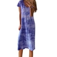 thumbnail image 1 of Lmnyox Flowy Maxi Dress for Women Casual Short Sleeve V Neck Long Dress Summer Loose Vacation Dress, 1 of 5