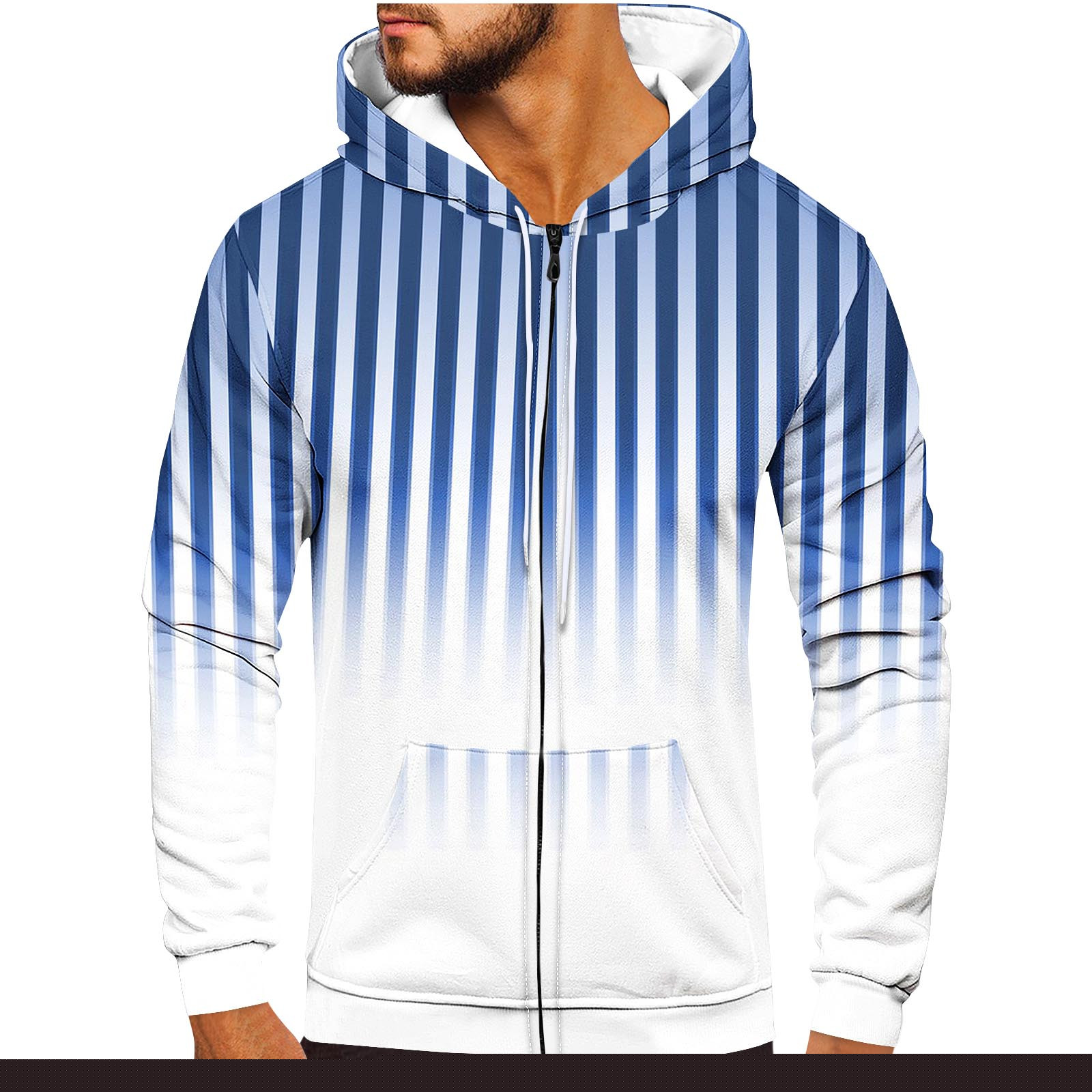 Lmnyox Full Zipper Up Hoodies for Men Fall Winter Casual Long Sleeve Hooded Jacket with Pocket Fashion Activewear