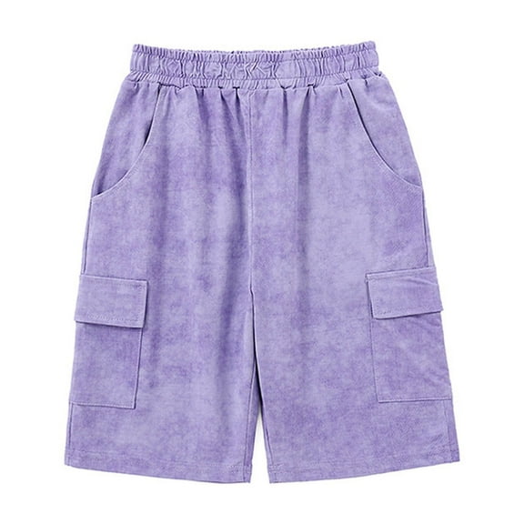 Lmnyox Girl's Cargo Shorts Wide Leg Cotton Shorts with Pocket Summer Lightweight Shorts for Kids