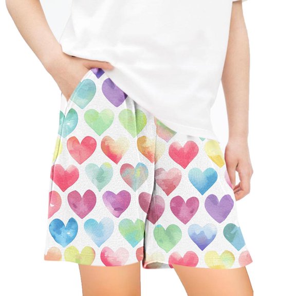 Lmnyox Girl's Cute Print Shorts Summer Casual Short Pants with Pocket Kid's Loose Beach Shorts