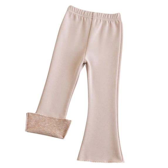 Lmnyox Girl's Leggings Winter Cute Warm Solid Color Elastic Waist Flared Pants Lightweight Dance Bell Bottom