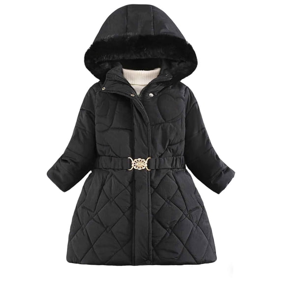 Lmnyox Girl's Puffer Jackets Fashion Plain Cozy Fleece Hooded Coats Long Sleeve Puffy Outwears with Pockets
