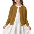 thumbnail image 1 of Lmnyox Girl's Sweaters Plain Button Down Long Sleeve Crew Neck Knitted Cardigan Fall Winter Fashion Sweater Tops, 1 of 9