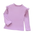 thumbnail image 1 of Lmnyox Girl's T-Shirts Solid Color Crew Neck Ruffle Trim Long Sleeve Pullover Casual Fashion Undershirts, 1 of 3