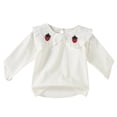 thumbnail image 1 of Lmnyox Girl's Tops Casual Cute Solid Color Ruffle Collar Long Sleeve Shirts Fall Lightweight Pullover, 1 of 2