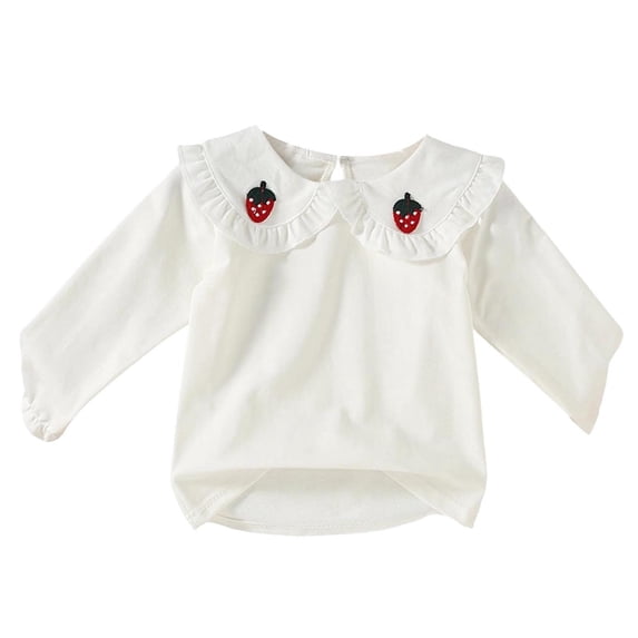 Lmnyox Girl's Tops Casual Cute Solid Color Ruffle Collar Long Sleeve Shirts Fall Lightweight Pullover
