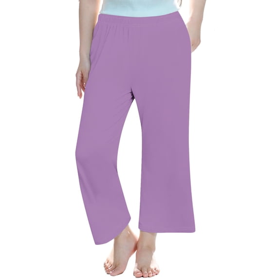 Lmnyox Girl's Wide Leg Pants Loose Solid Color Elastic Waist Athletic Pants Casual Pull On Workout Trousers