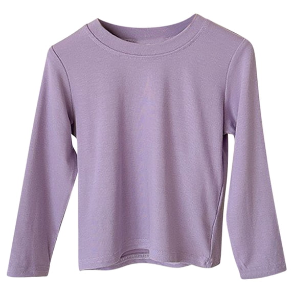 Lmnyox Girls Boys Basic Long Sleeve Shirts Solid Color Crew Neck T Shirt Winter Comfort Undershirts Loungewear