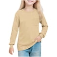 thumbnail image 1 of Lmnyox Girls Fashion Long Sleeve Shirt Print Crew Neck Pullover Tee with Pocket Big Girls Cute Tops 5-14 Years, 1 of 8