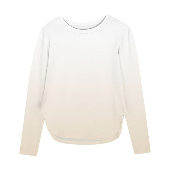 Lmnyox Girls Long Sleeve Shirts Fashion Cute Crew Neck Tunic Blouses Kids Side Slit Gradient Tops 3-12 Years