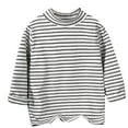 thumbnail image 1 of Lmnyox Girls Long Sleeve T Shirt Striped Mock Neck Cotton Shirts Toddler Kids Casual Thermal Undershirts, 1 of 8
