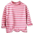 thumbnail image 1 of Lmnyox Girls Long Sleeve T Shirt Striped Mock Neck Cotton Shirts Toddler Kids Casual Thermal Undershirts, 1 of 4