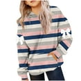 thumbnail image 1 of Lmnyox Girls Print Sweatshirts with Pocket Loose Striped Long Sleeve Hoodies Kids Hooded Pullover Tops, 1 of 5