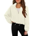 thumbnail image 1 of Lmnyox Girls Sherpa Jacket Zip Up Collared Crop Jacket Big Girls Solid Casual Athletic Jacket 6-13 Years, 1 of 8