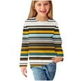 thumbnail image 1 of Lmnyox Girls Striped Long Sleeve Shirts Kid's Casual Crew Neck Blouses Fall Fashion Tunic Tops 3-14 Years, 1 of 5