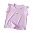 thumbnail image 1 of Lmnyox Girls Summer Cute Tops Ruffle Sleeve Crew Neck Casual Shirts Toddler Kids Ribbed Comfy Tees Tops, 1 of 3