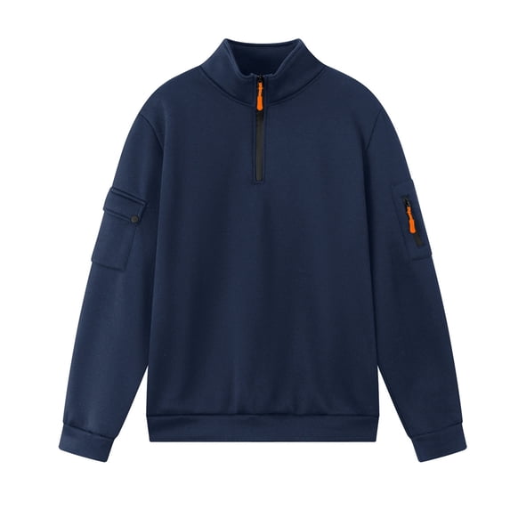 Lmnyox Half Zip Cargo Sweatshirts for Men Stand Collar Long Sleeve Pullover Tops with Pocket Solid Casual Shirts