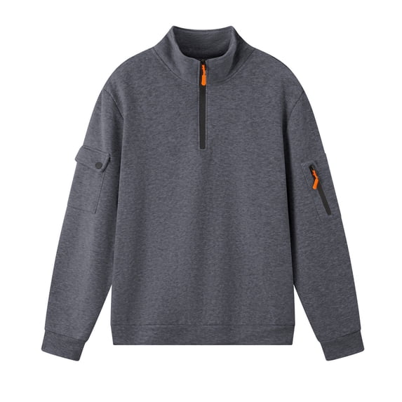 Lmnyox Half Zip Cargo Sweatshirts for Men Stand Collar Long Sleeve Pullover Tops with Pocket Solid Casual Shirts