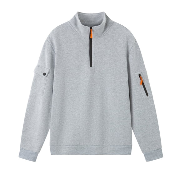 Lmnyox Half Zip Cargo Sweatshirts for Men Stand Collar Long Sleeve Pullover Tops with Pocket Solid Casual Shirts