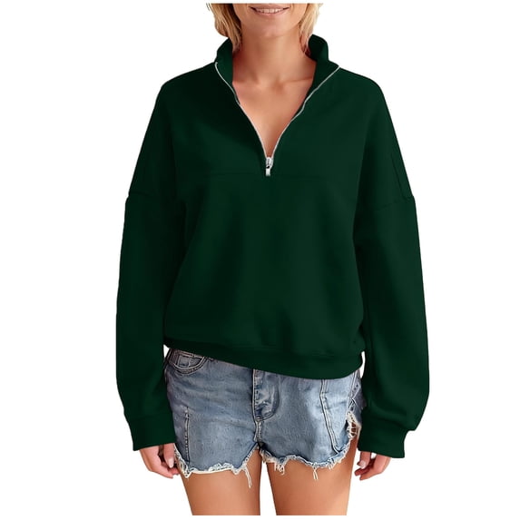 Lmnyox Half Zip Collared Sweatshirts Fashion Casual Long Sleeve Athletic Pullover Shirts Solid Sport Tops