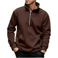thumbnail image 1 of Lmnyox Half Zip Collared Sweatshirts for Men Classic Fashion Long Sleeve Solid Pullover Tops with Pocket, 1 of 8