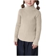 thumbnail image 1 of Lmnyox High Neck Sweaters for Girls Boys Solid Long Sleeve Knitted Sweater Casual Comfy Pullover Sweater, 1 of 4