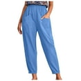 thumbnail image 1 of Lmnyox High Waist Capris for Women Wide Leg Cotton Linen Cropped Trousers with Pocket Lightweight Lounge Pants, 1 of 6