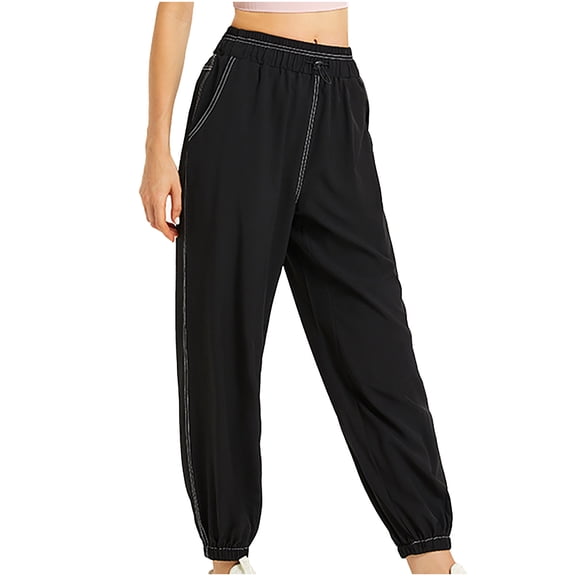 Lmnyox High Waist Joggers for Women Wide Leg Drawstring Lounge Pants with Pocket Summer Athletic Pants