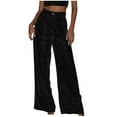 thumbnail image 1 of Lmnyox High Waist Trousers for Women Flowy Wide Leg Velour Palazzo Pants 2024 Fall Trendy Longe Pants, 1 of 5