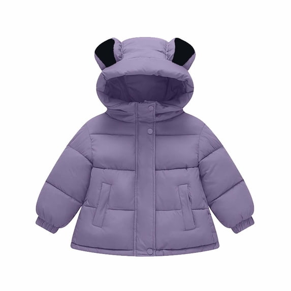 Lmnyox Hooded Puffer Jackets for Toddler Kids Cute Winter Fleece Lined Quilted Coats Warm Zipper Up Jackets with Pockets