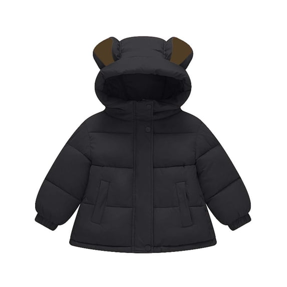 Lmnyox Hooded Puffer Jackets for Toddler Kids Cute Winter Fleece Lined Quilted Coats Warm Zipper Up Jackets with Pockets