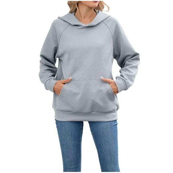 Lmnyox Hooded Sweatshirts for Women Solid Basic Long Sleeve Hoodies Casual Fashion Pullover Tops with Pocket