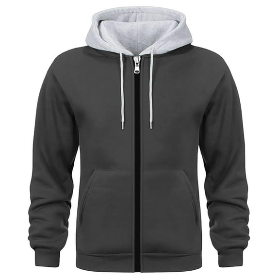 Lmnyox Hooded Zip Up Jacket for Men Color Block Long Sleeve Drawstring Hoodies Casual Athletic Sweatshirt Jacket