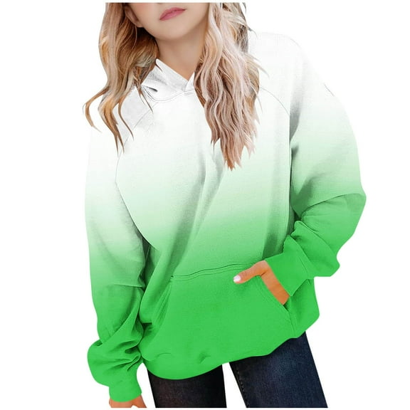 Lmnyox Hoodies for Kids Long Sleeve Hooded Casual Sweatshirts with Pocket Teen Boys Girls Gradient Pullover