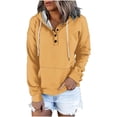 thumbnail image 1 of Lmnyox Hoodies for Women Long Sleeve V Neck Button Sweatshirts with Pocket Fall Winter Drawstring Pullover Tops, 1 of 5