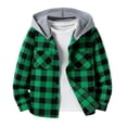 thumbnail image 1 of Lmnyox Jackets for Kids Casual Plaid Button Down Long Sleeve Hoodies Classic Fall Outwears with Pockets, 1 of 5
