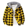 thumbnail image 1 of Lmnyox Jackets for Kids Casual Plaid Button Down Long Sleeve Hoodies Classic Fall Outwears with Pockets, 1 of 5
