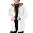 thumbnail image 1 of Lmnyox Jackets for Kids Zipper Up Long Sleeve Fleece Lined Hooded Coats Plain Loose Jackets with Pockets, 1 of 7