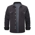 thumbnail image 1 of Lmnyox Jackets for Men Corduroy Button Down Long Sleeve Lapel Coats Solid Color Fleece Lined Jackets with Pockets, 1 of 7