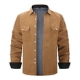 thumbnail image 1 of Lmnyox Jackets for Men Corduroy Button Down Long Sleeve Lapel Coats Solid Color Fleece Lined Jackets with Pockets, 1 of 6