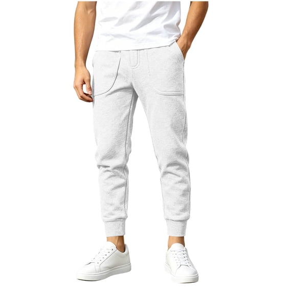 Lmnyox Joggers for Boys Fall Winter Ankle Cuffed School Trousers Plain Pull On Sweatpants with Pockets