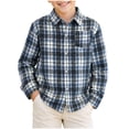 thumbnail image 1 of Lmnyox Kid's Button Down Shirts Classic Plaid Long Sleeve Collared Tops Fall Casual School Uniform with Pockets, 1 of 8