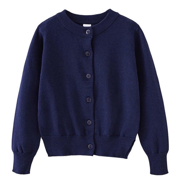 Lmnyox Kid's Button Down Sweaters Lightweight Crew Neck Long Sleeve Knit Cardigan Winter Warm Plain Sweater Tops