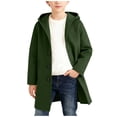 thumbnail image 1 of Lmnyox Kid's Coats Windproof Button Down Long Sleeve Hooded Jackets Plain Loose Warm Outwears with Pockets, 1 of 7