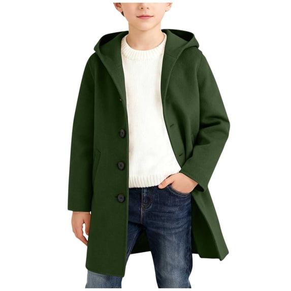 Lmnyox Kid's Coats Windproof Button Down Long Sleeve Hooded Jackets Plain Loose Warm Outwears with Pockets