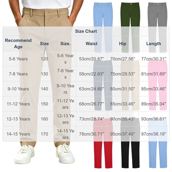 Lmnyox Kid's Dress Pants Classic Solid Color Pull On School Uniform Fashion Tapered Suit Pants with Pockets