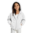 thumbnail image 1 of Lmnyox Kid's Fleece Jackets Winter Warm Solid Color Zip Up Coats Casual Hooded Jackets with Pockets, 1 of 6