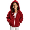 thumbnail image 1 of Lmnyox Kid's Fleece Jackets Winter Warm Solid Color Zip Up Coats Casual Hooded Jackets with Pockets, 1 of 6