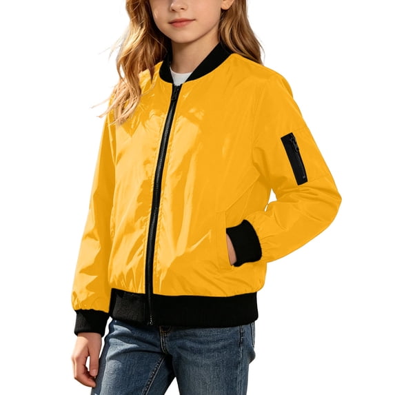 Lmnyox Kid's Jackets Plain Long Sleeve Full Zipper Waterproof Coats Loose Outdoor Baseball Jackets with Pockets